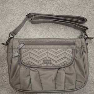 Lug Mambo Silver Gray Quilted Crossbody Bag EUC